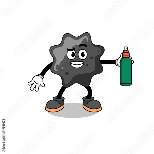 ink illustration cartoon holding mosquito repellent