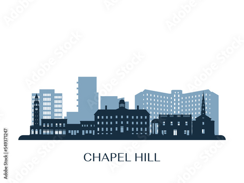 Chapel Hill  NC skyline  monochrome silhouette. Vector illustration.