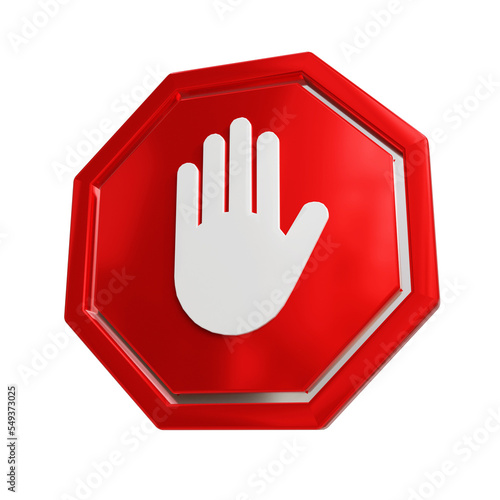 hand stop sign symbol icon 3d render design
