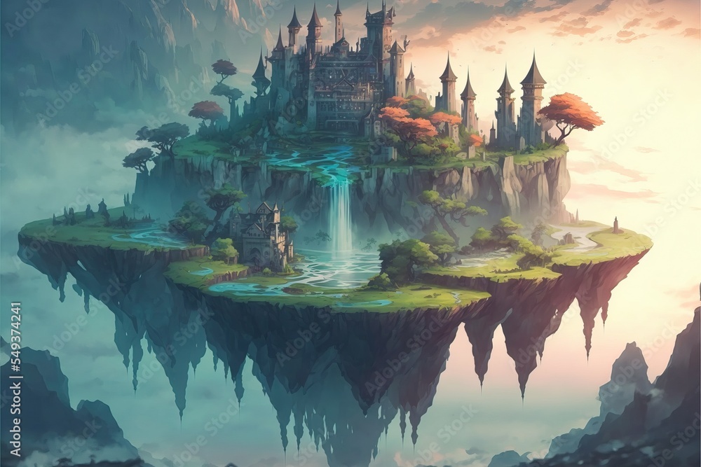 Fantasy Floating Island Digital Art Concept Art As Wallpaper 