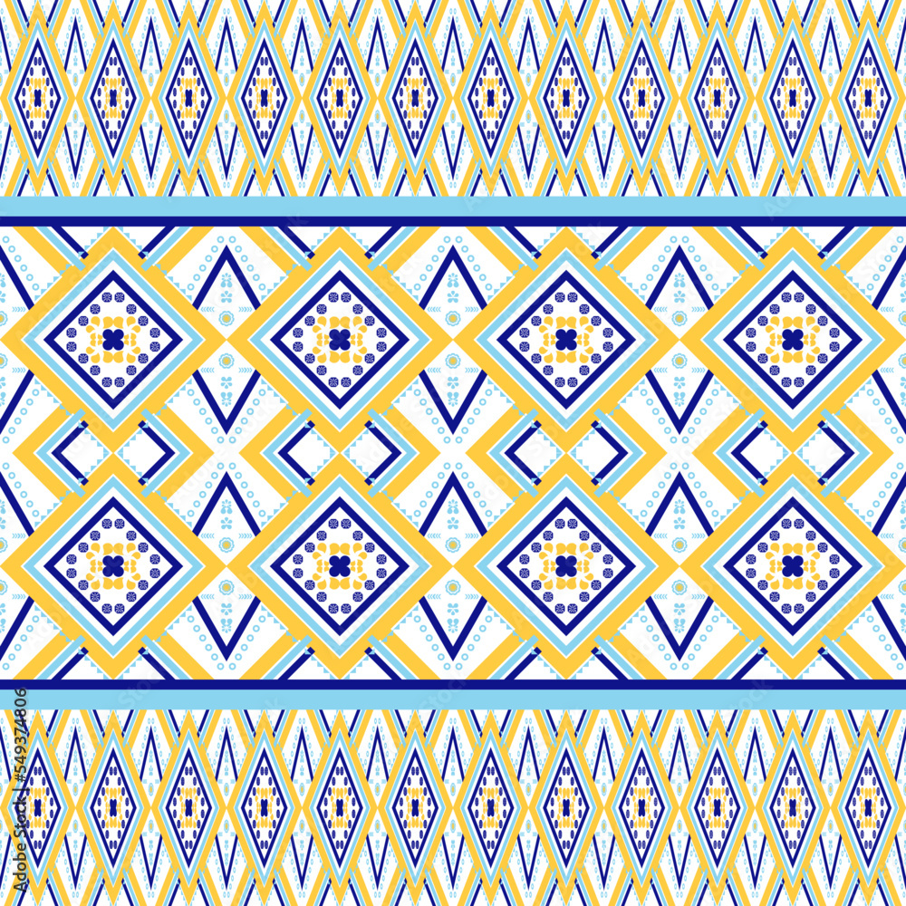 seamless pattern , yellow and blue geometric fabric design, Sarong, ethnic pattern, silk, tiled, seamless pattern, geometric pattern seamless pattern , yellow and blue geometric fabric design, Sarong, ethnic pattern, silk, tiled, seamless pattern, geometric pattern