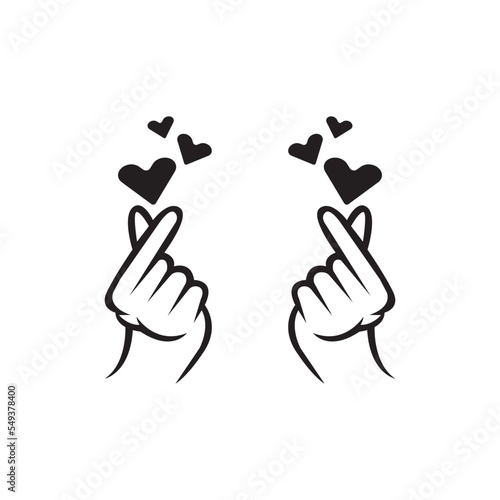 mini i love you hand ,korean heart finger i love you sign icon vector line art illustration sticker design social media