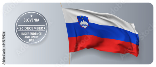 Slovenia independence day vector banner, greeting card.