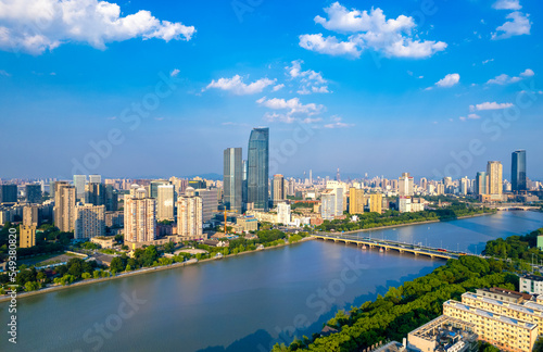 Urban Environment of Yuyao River Section at Sanjiangkou  Ningbo  Zhejiang Province  China