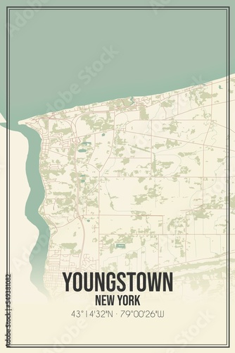 Retro US city map of Youngstown, New York. Vintage street map. photo