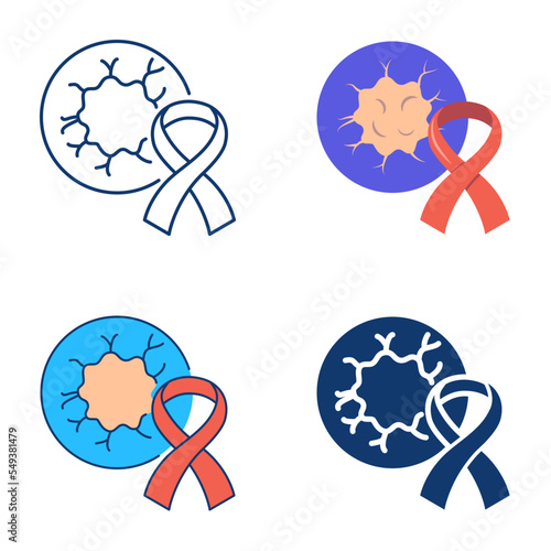 Oncology icon set in flat and line style