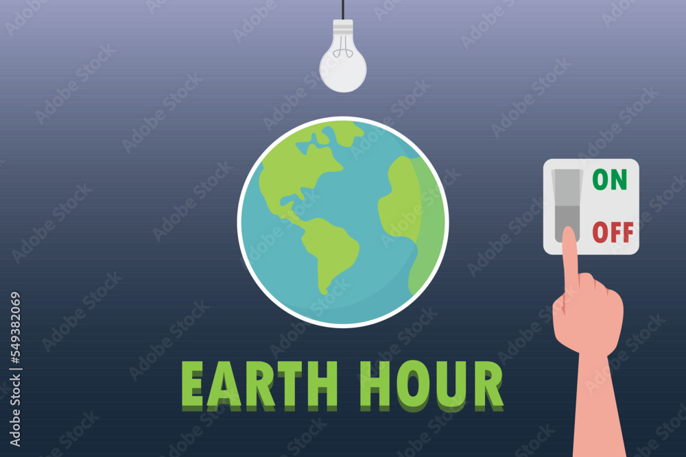 Hand switch off light button for earth hour Hand switch off light button for earth hour