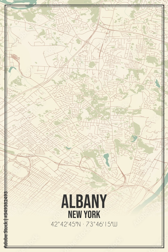 Fototapeta premium Retro US city map of Albany, New York. Vintage street map.
