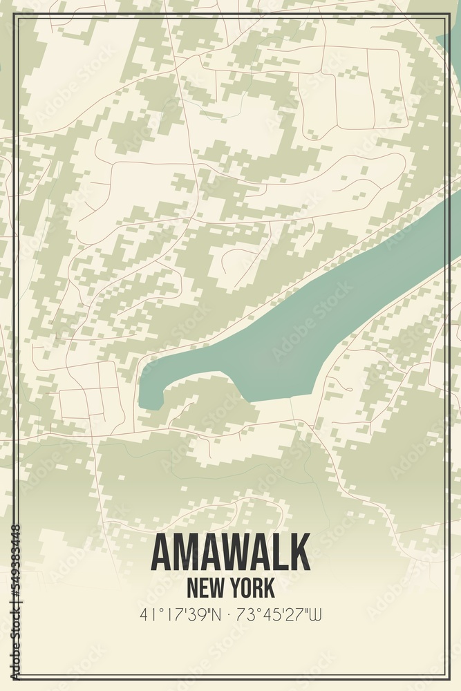 Obraz premium Retro US city map of Amawalk, New York. Vintage street map.