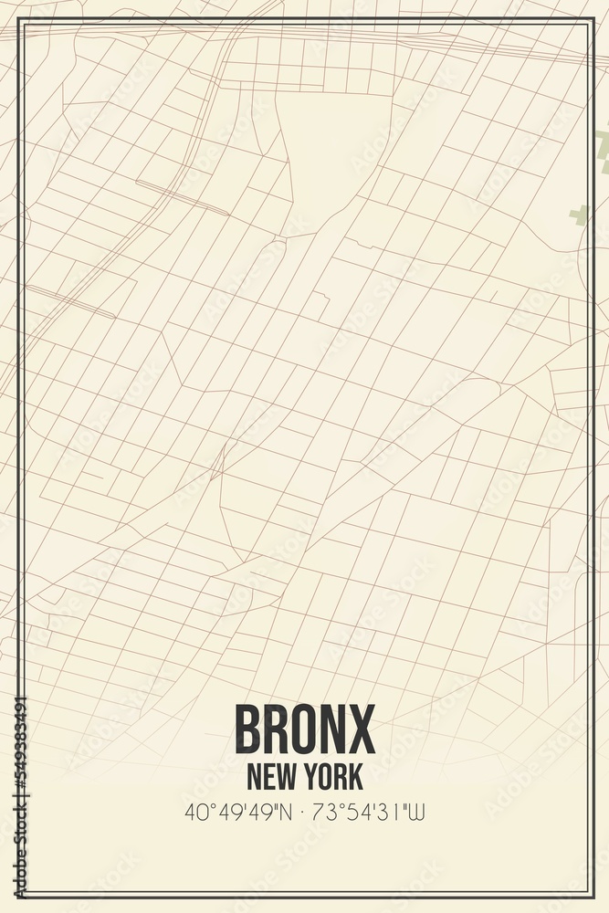 Retro US city map of Bronx, New York. Vintage street map. Retro US city map of Bronx, New York. Vintage street map.