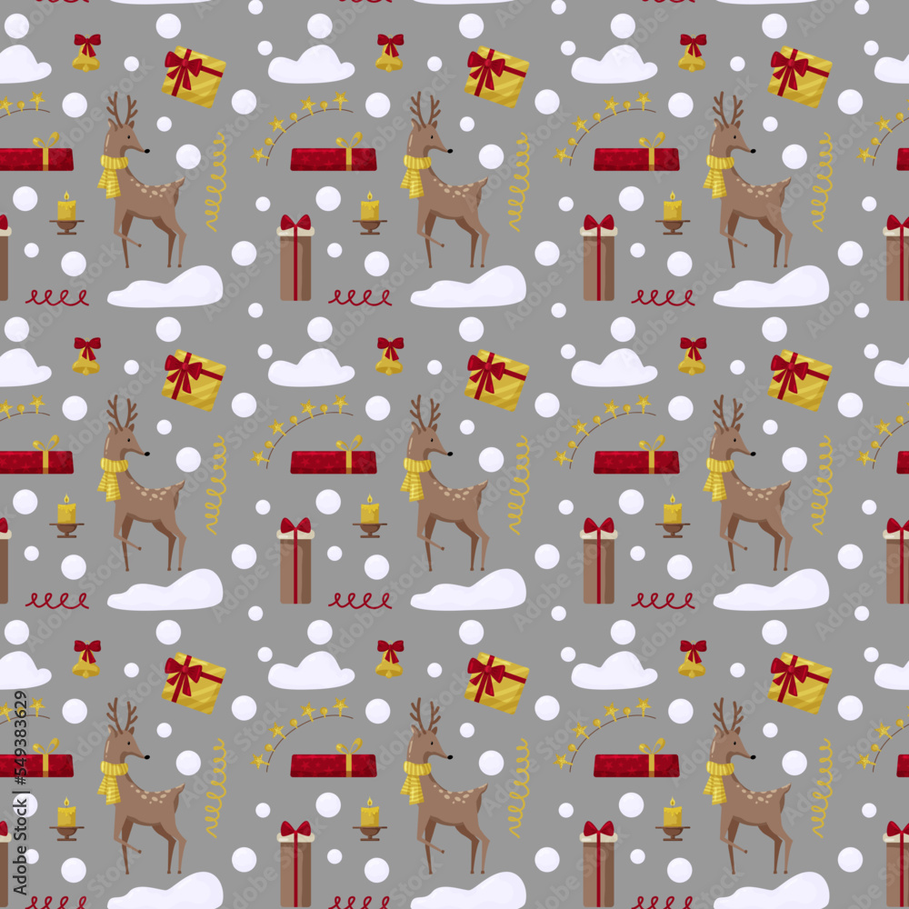 Christmas seamles pattern with tree, santa, decoration, gifts. Christmas seamless pattern perfect for textile, wrap and wallpaper and design. Christmas seamles pattern with tree, santa, decoration, gifts. Christmas seamless pattern perfect for textile, wrap and wallpaper and design.
