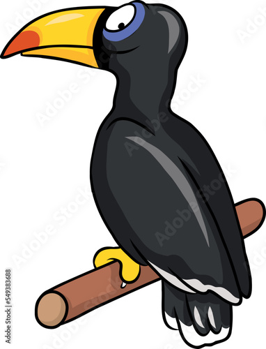 schwarzer Vogel lächelt klug und gewitzt