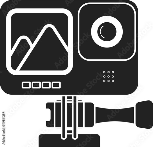 Isolated transparent illustration black action adventure Camera outline isolated symbol icon logo