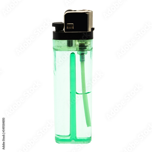 Fotografie a single green plastic lighter