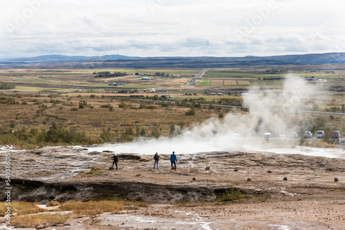 Geysir is a famous hot spring in the geothermal area of Haukadalur Valley in southwest Iceland.