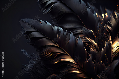 dark black feathers background as beautiful abstract wallpaper header photo