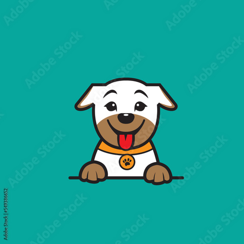 cute puppy sticking out tongue design vector