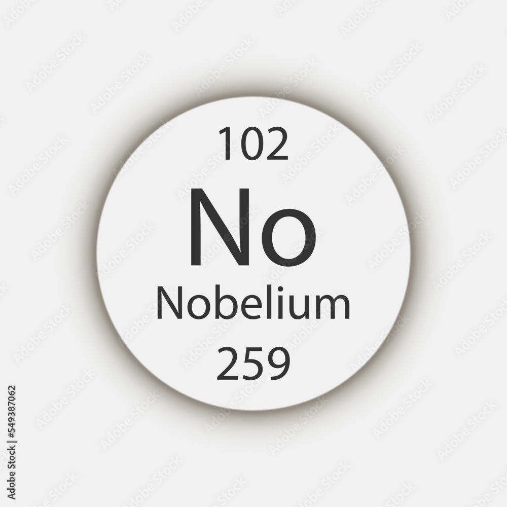 Nobelium symbol. Chemical element of the periodic table. Vector illustration. Nobelium symbol. Chemical element of the periodic table. Vector illustration.