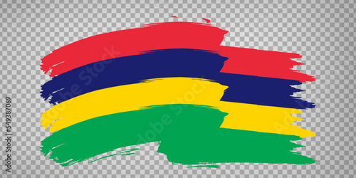 Flag Mauritius from brush strokes. Waving Flag Republic of Mauritius on transparent background for your design, app, UI. EPS10.