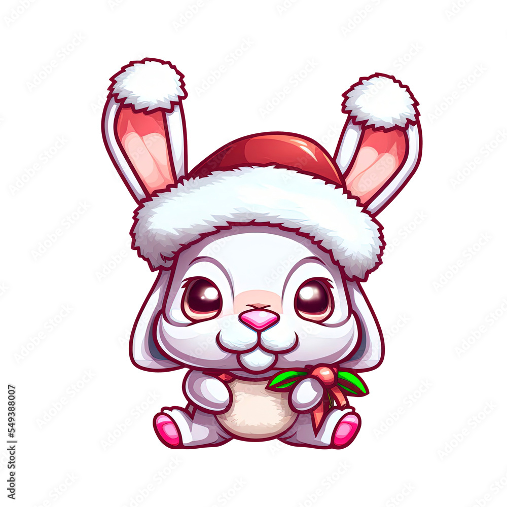 Cartoon cute christmas rabbit Cartoon cute christmas rabbit