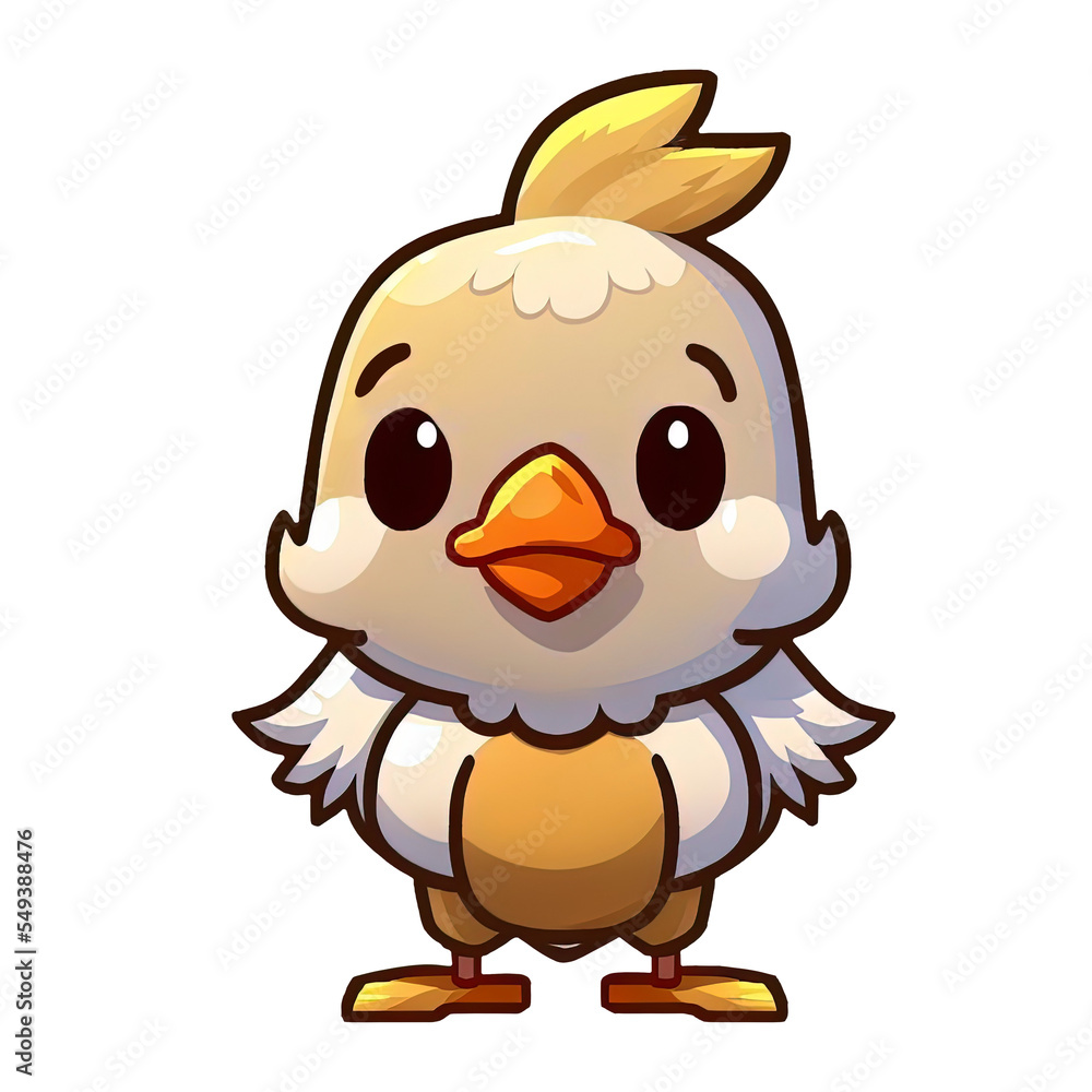 Obraz premium Cute chicken crowing cartoon icon illustration animal nature icon concept isolated flat