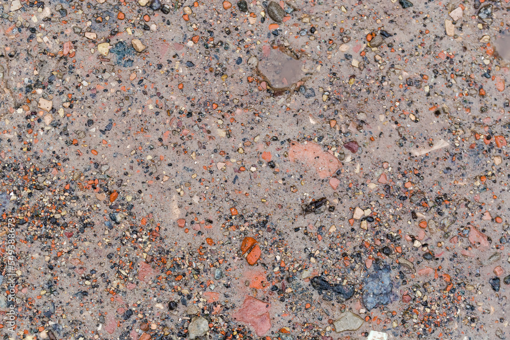 Wet ground section covered with sand, crushed concrete, bricks, stone Wet ground section covered with sand, crushed concrete, bricks, stone