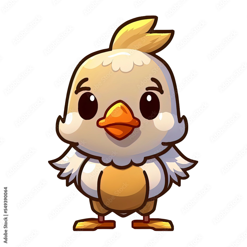 Fototapeta premium Cute chicken crowing cartoon icon illustration animal nature icon concept isolated flat