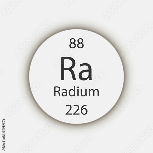 Radium symbol. Chemical element of the periodic table. Vector illustration.