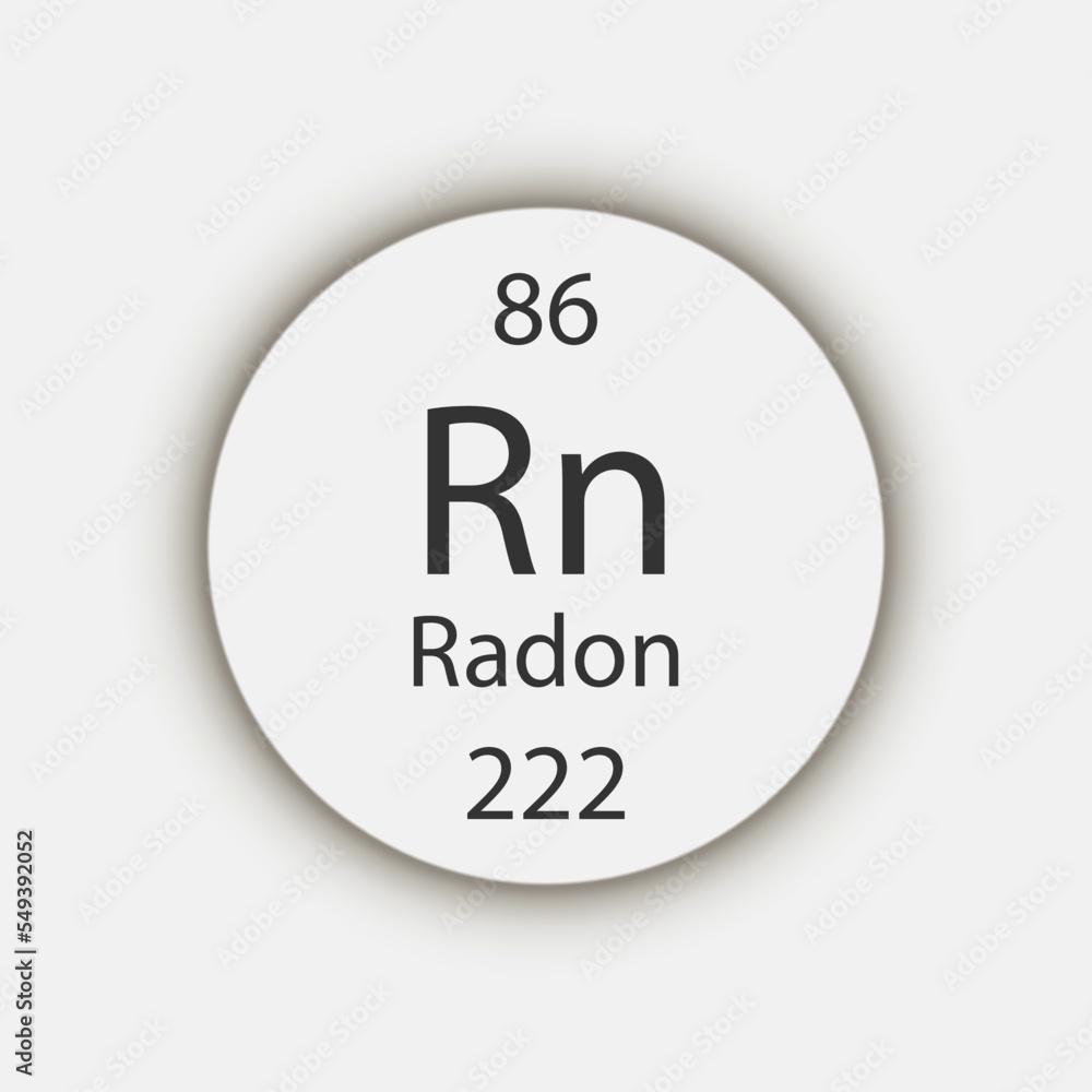Radon symbol. Chemical element of the periodic table. Vector illustration. Radon symbol. Chemical element of the periodic table. Vector illustration.