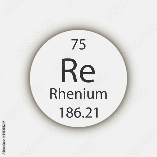 Rhenium symbol. Chemical element of the periodic table. Vector illustration.