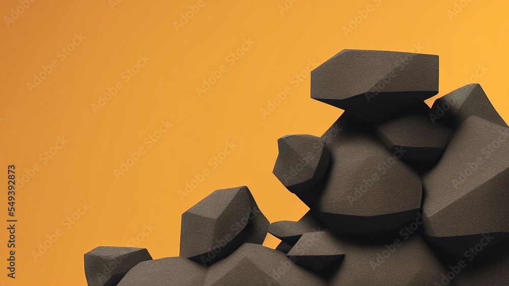 Black geometric Stone, Dark gray stone background, Black stone backdrop