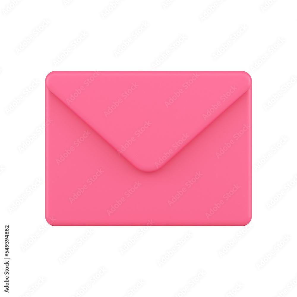 Pink closed 3d envelope. Realistic unread letter Pink closed 3d envelope. Realistic unread letter