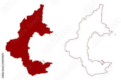 Torbay Borough and unitary authority (United Kingdom of Great Britain and Northern Ireland, ceremonial county Devon or Devonshire, England) map vector illustration, scribble sketch map