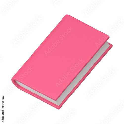 Pink 3d book icon. Hardcover educational literature