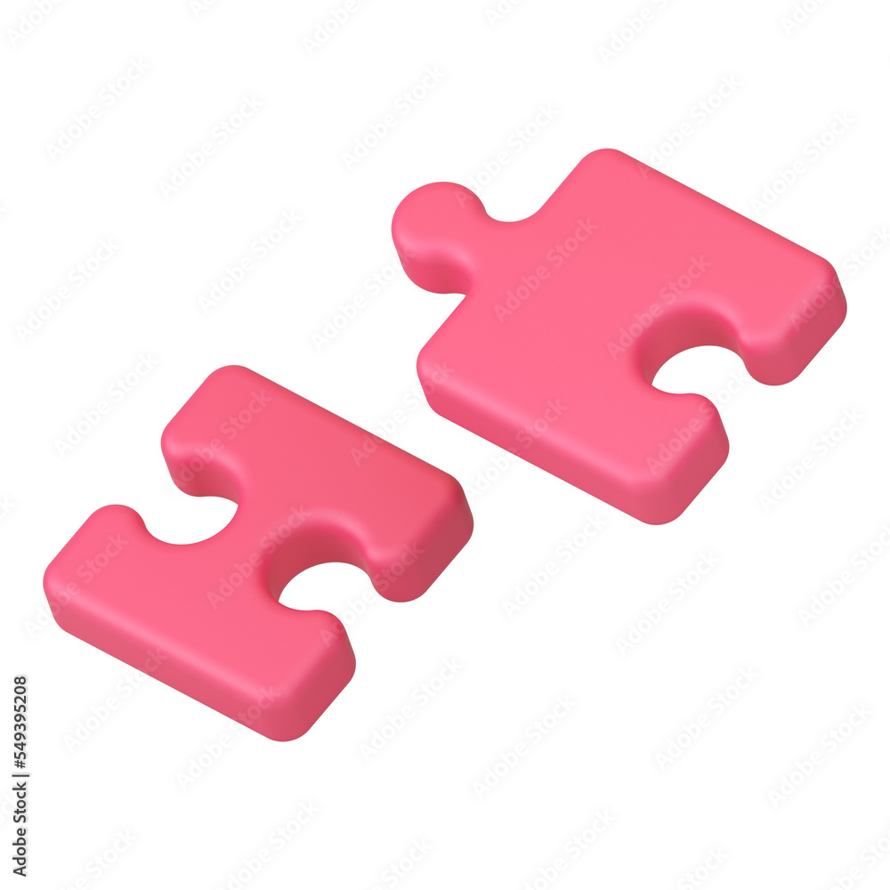 Two pink puzzle details match shape ready for connected challenge 3d icon Two pink puzzle details match shape ready for connected challenge 3d icon