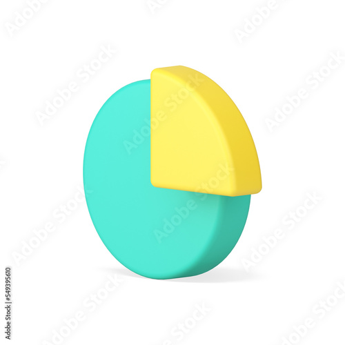 Green and yellow pie chart with segment 3d icon