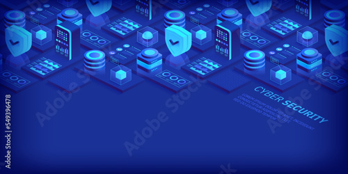 Cyber security. Data protection. Information privacy. Global network security. Technology background for banners, posters, site templates, mobile applications. Vector illustration