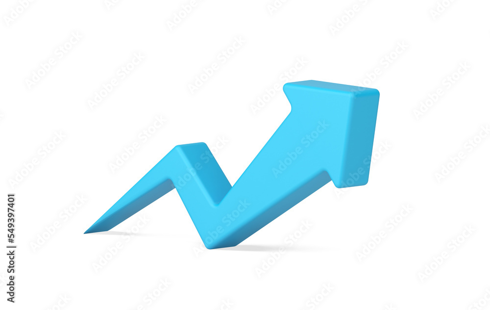 Arrow growth graph with shadow 3d icon illustration Arrow growth graph with shadow 3d icon illustration
