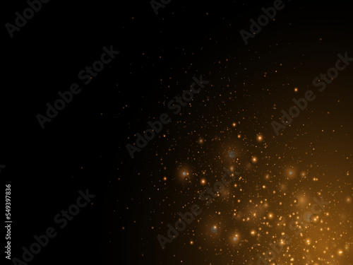 Shine with a special light. Vector sparkles on a black background. Christmas light effect. Glittering magical dust particles, bokeh.