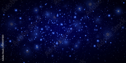 Blue stars  bokeh  sparkles glitter on a black background. Beautiful space  galaxy