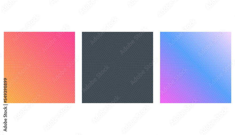 Set of Halftone circle texture background, grid abstract vector illustration