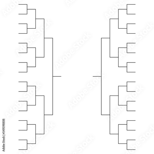 Set of Bracket sport tournament, blank elimination event sign, playoff match vector illustration