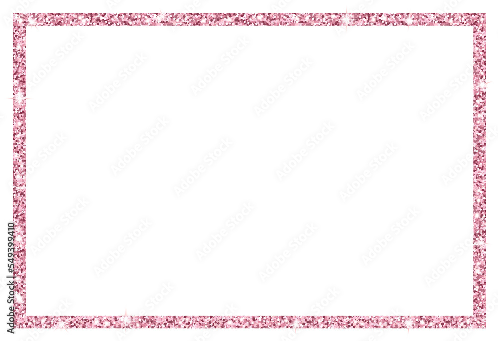 rectangle rose gold glitter frame isolated on transparent background
