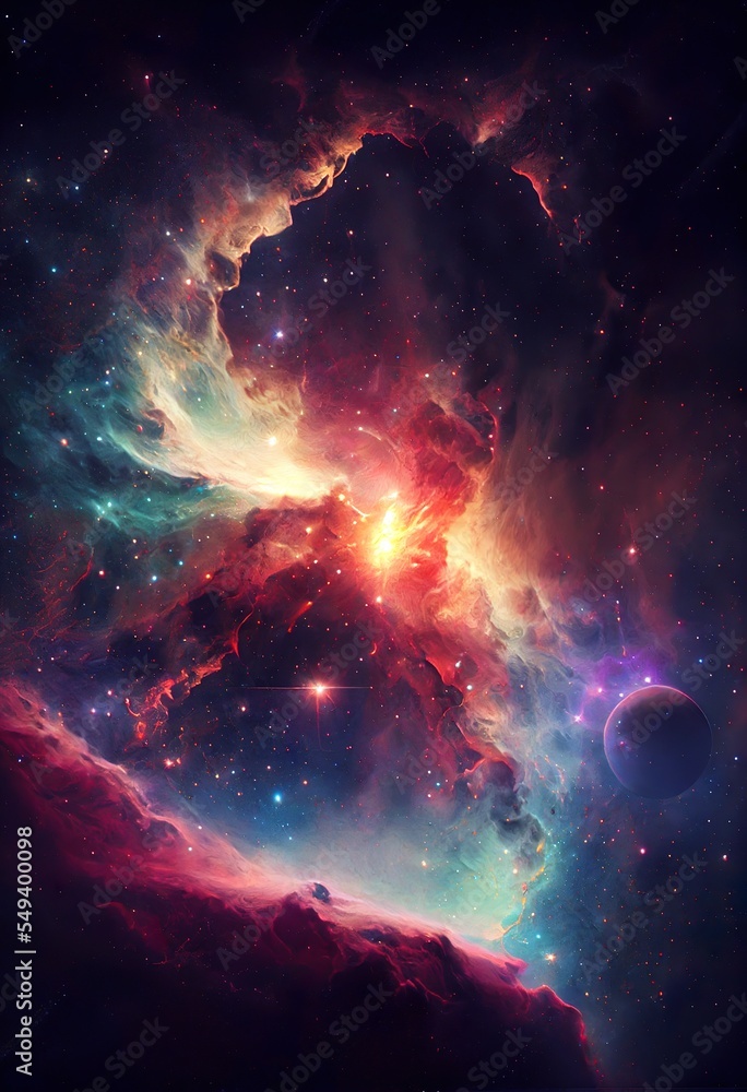bright galaxy with starry light, a galaxy in space, illustration with atmosphere nebula