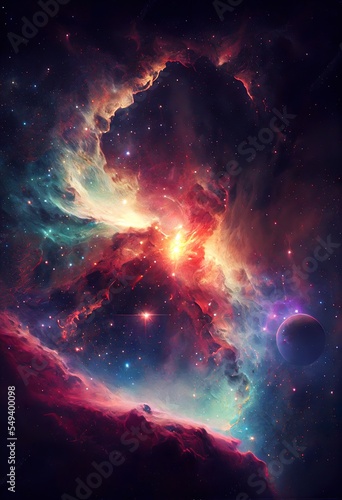 bright galaxy with starry light, a galaxy in space, illustration with atmosphere nebula