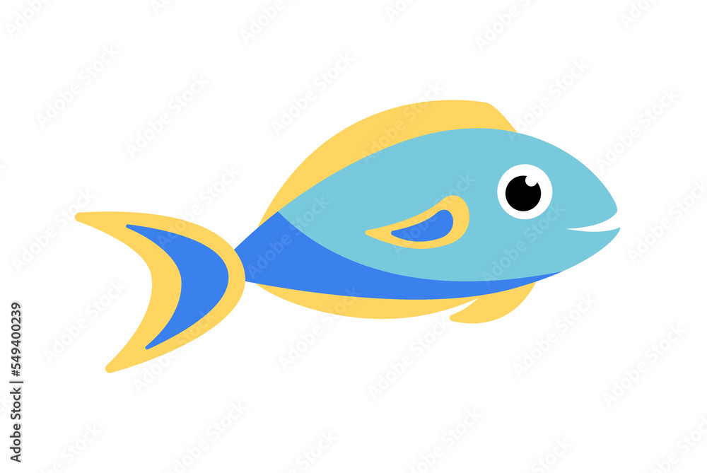 Bright sea fish character. Flat, cartoon, vector Bright sea fish character. Flat, cartoon, vector