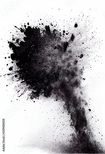 black particles explosion isolated on, a black and white image of a person's face, illustration with art water