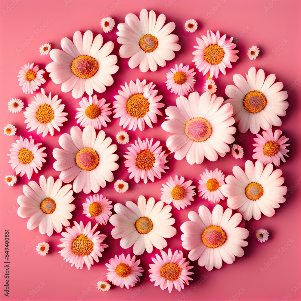background of daisies arranged on, a group of flowers, illustration with flower petal background of daisies arranged on, a group of flowers, illustration with flower petal