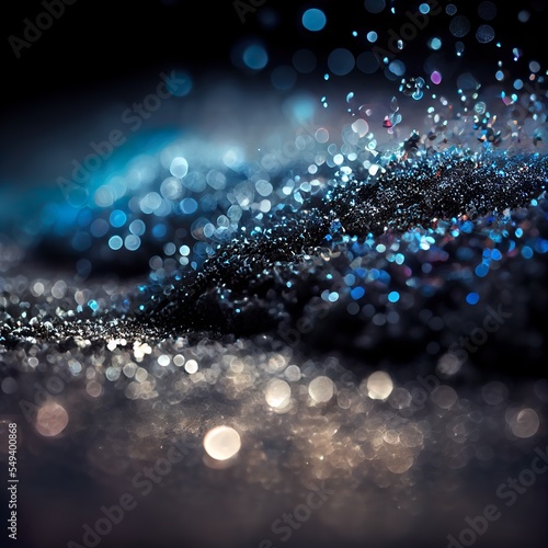 background of abstract glitter lights, a group of stars in space, illustration with water liquid © EricSchumid
