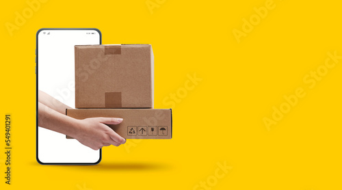 Express delivery service app on smartphone photo